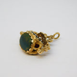 9ct Yellow Gold, Carnelian, Bloodstone & Agate Spinner Fob Vintage c1970