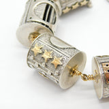 18ct Gold & Sterling Silver Abstract Designer Panel Bracelet Vintage c2000