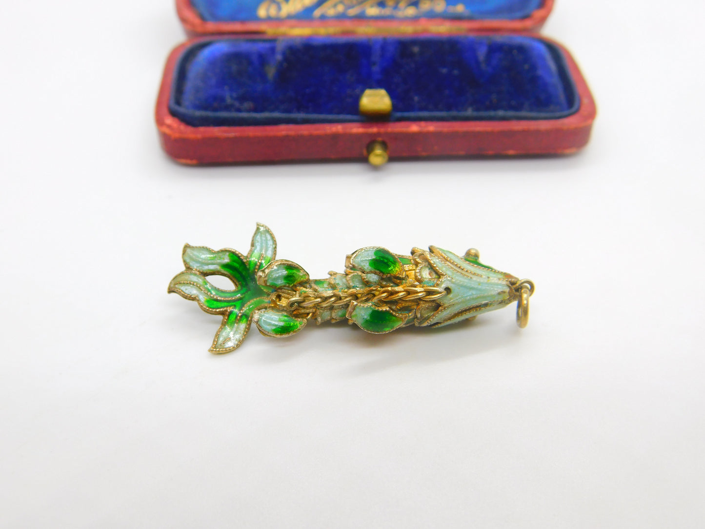 Sterling Silver Gilt & Colourful Enamel Flapping Fish Large Pendant Mid-Century