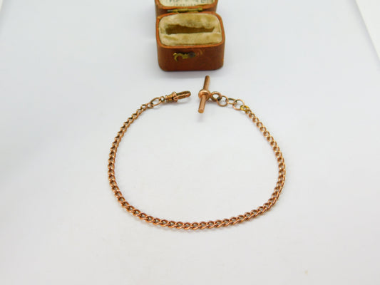 9ct Rose Gold Albert Curb Link Watch Chain or Bracelet 1990 Birmingham Vintage