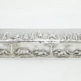 Scottish Victorian Sterling Silver Boar Hunt Scene Jewellery Box Antique 1883 Edinburgh