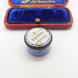 Georgian Bilston Enamel Small 'A Friends Gift' Patch Box Antique c1780