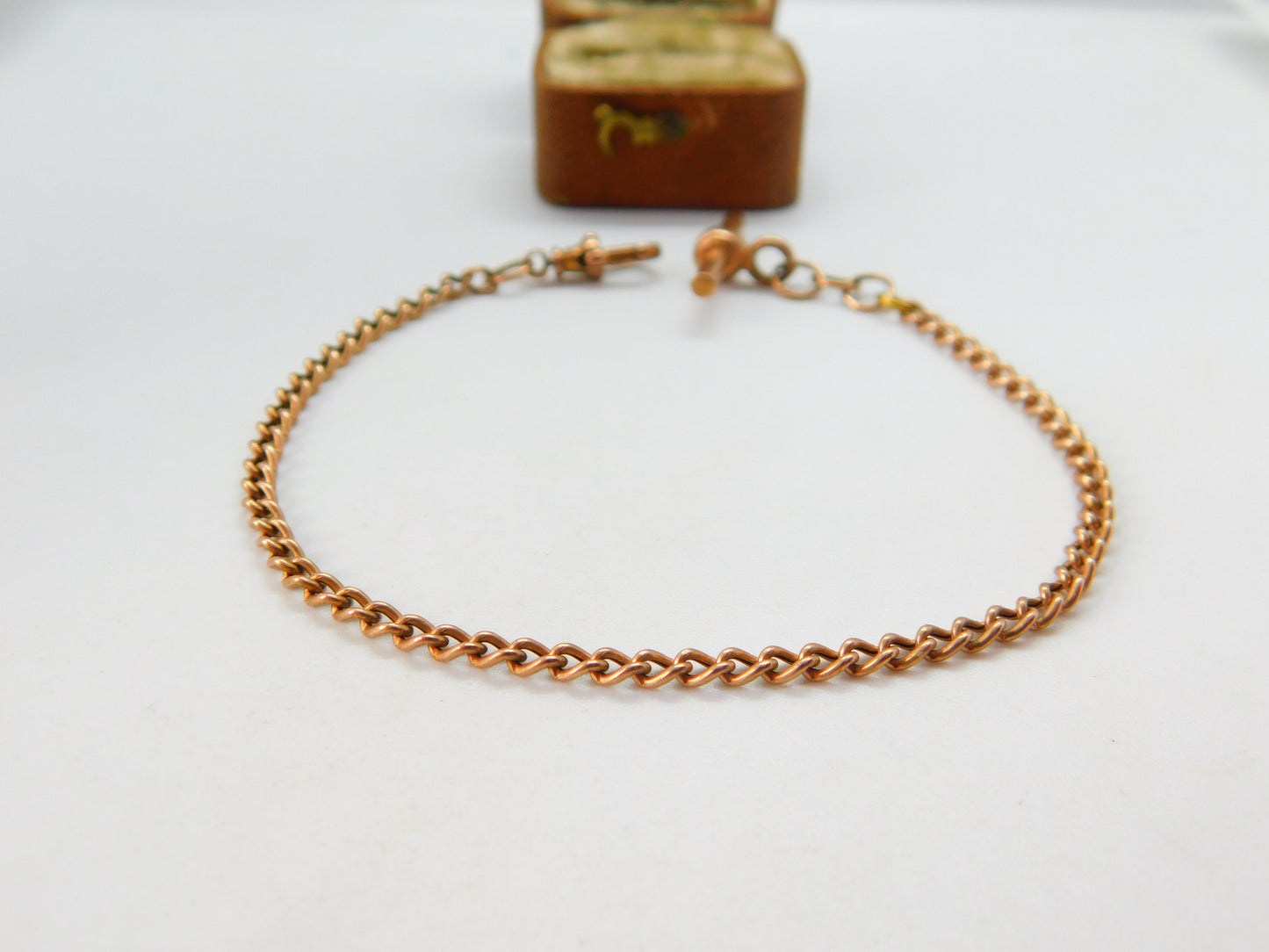 9ct Rose Gold Albert Curb Link Watch Chain or Bracelet 1990 Birmingham Vintage