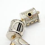 18ct Gold & Sterling Silver Abstract Designer Panel Bracelet Vintage c2000