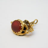 9ct Yellow Gold, Carnelian, Bloodstone & Agate Spinner Fob Vintage c1970