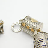 18ct Gold & Sterling Silver Abstract Designer Panel Bracelet Vintage c2000