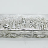 Scottish Victorian Sterling Silver Boar Hunt Scene Jewellery Box Antique 1883 Edinburgh