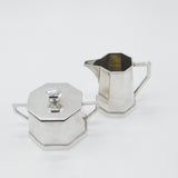 German .800 Silver Lidded Sugar Bowl & Cream Jug Modernist Antique c1900