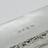 Scottish Victorian Sterling Silver Boar Hunt Scene Jewellery Box Antique 1883 Edinburgh