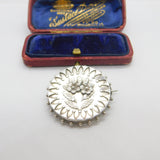 Victorian Sterling Silver Floral Pattern Sweetheart Brooch 1894 Birmingham