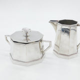 German .800 Silver Lidded Sugar Bowl & Cream Jug Modernist Antique c1900