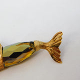 9ct Yellow Gold Citrine Glass Large Swordfish Charm Pendant Vintage 1981 London