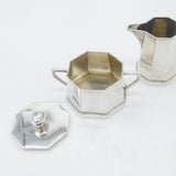 German .800 Silver Lidded Sugar Bowl & Cream Jug Modernist Antique c1900