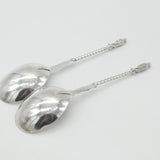 Pair of Victorian Sterling Silver Apostle Terminal Serving Spoons 1884 Sheffield