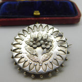 Victorian Sterling Silver Floral Pattern Sweetheart Brooch 1894 Birmingham