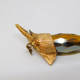 9ct Yellow Gold Citrine Glass Large Swordfish Charm Pendant Vintage 1981 London