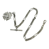 Victorian Sterling Silver Figaro Link Albert Watch Chain Antique 1897 Birmingham