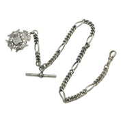 Victorian Sterling Silver Figaro Link Albert Watch Chain Antique 1897 Birmingham