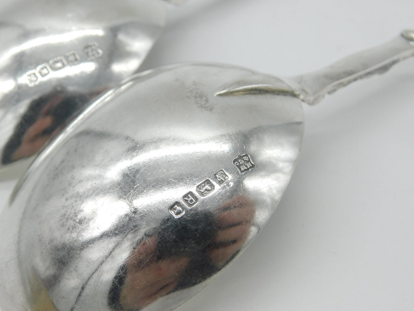 Pair of Victorian Sterling Silver Apostle Terminal Serving Spoons 1884 Sheffield