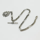Victorian Sterling Silver Figaro Link Albert Watch Chain Antique 1897 Birmingham