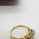 9ct Yellow Gold, Water Opal & White Spinel Victorian Style Boat Ring 1962