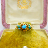 Victorian 18ct Yellow Gold & Turquoise Set Sweetheart Band Ring c1860 Antique