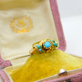 Victorian 18ct Yellow Gold & Turquoise Set Sweetheart Band Ring c1860 Antique