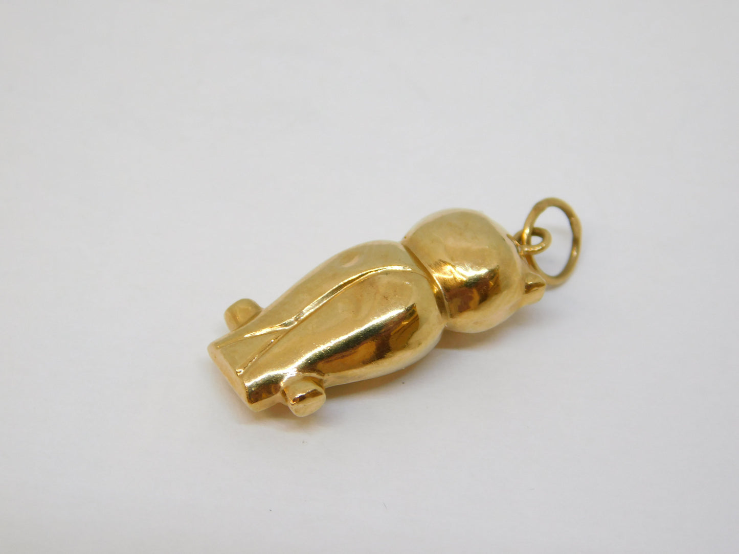 9ct Yellow Gold Perched Wise Owl Charm Pendant Vintage c1970