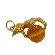 9ct Yellow Gold Eagle's Claw with Citrine Ball Charm Pendant Vintage 1978 London