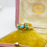 Victorian 18ct Yellow Gold & Turquoise Set Sweetheart Band Ring c1860 Antique