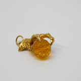 9ct Yellow Gold Eagle's Claw with Citrine Ball Charm Pendant Vintage 1978 London
