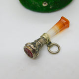 Victorian Sterling Silver & Agate Ivy Leaf Flower Seal Fob Pendant Antique c1860