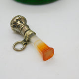 Victorian Sterling Silver & Agate Ivy Leaf Flower Seal Fob Pendant Antique c1860