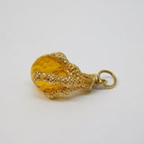 9ct Yellow Gold Eagle's Claw with Citrine Ball Charm Pendant Vintage 1978 London