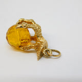 9ct Yellow Gold Eagle's Claw with Citrine Ball Charm Pendant Vintage 1978 London