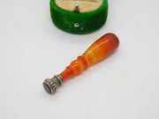 Victorian Sterling Silver Red Agate & Bloodstone Set Desk Seal Antique c1860