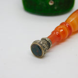Victorian Sterling Silver Red Agate & Bloodstone Set Desk Seal Antique c1860
