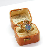 Modernist 9ct Gold, Cabochon Opal & Spinel Set Statement Ring Vintage c1960