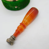 Victorian Sterling Silver Red Agate & Bloodstone Set Desk Seal Antique c1860