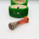 Victorian Sterling Silver Carved Red Agate Floral Desk Seal Stamp Antique c1860