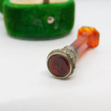 Victorian Sterling Silver Carved Red Agate Floral Desk Seal Stamp Antique c1860