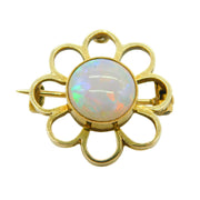 Victorian 15ct Yellow Gold & White Opal Floral Brooch Pin Antique c1900