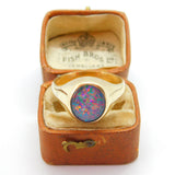 9ct Yellow Gold Cabochon Doublet Opal Signet Ring Antique c1930 Art Deco