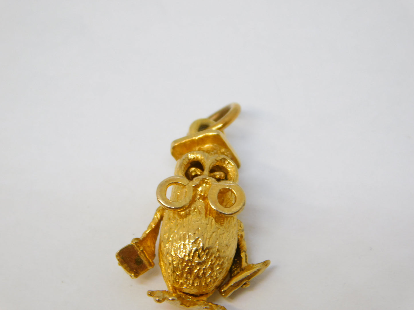 9ct Yellow Gold Wise Owl Articulated Charm Pendant Vintage 1973 Birmingham