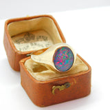 9ct Yellow Gold Cabochon Doublet Opal Signet Ring Antique c1930 Art Deco