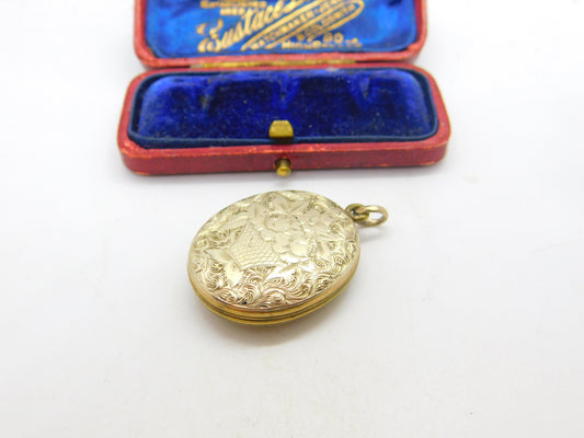 Victorian 9ct Yellow Gold Back & Front Floral Pattern Double Locket c1880