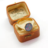 9ct Yellow Gold Cabochon Doublet Opal Signet Ring Antique c1930 Art Deco