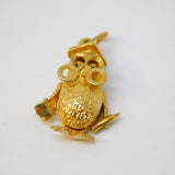 9ct Yellow Gold Wise Owl Articulated Charm Pendant Vintage 1973 Birmingham