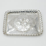 Large Edwardian Sterling Silver Calling Card Tray with Reynolds Angels 1902