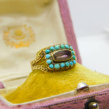 Georgian 18ct Gold, Amethyst & Turquoise Mourning Ring S. J'Anson 1822 London